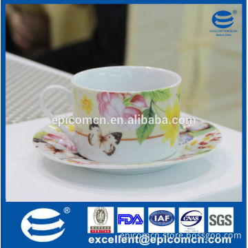 butterfly and flowers decoration Russian porcelain tea set collection, ceramic tea cup and saucer